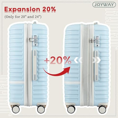 Joyway Expandable Carry on Luggage Sets Airline Approved, Lightweight Hard Shell 20 Inch Carry-on Suitcase with Spinner Wheels (Carry on luggage，LightBlue) - color: Light Blue, size: Carry on luggage