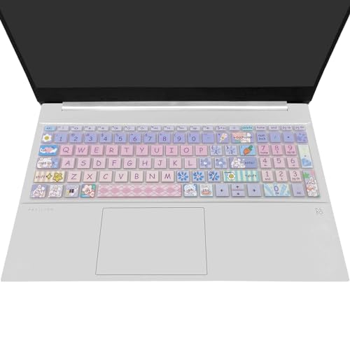 Cute Silicone Keyboard Cover for 15.6’’ HP Pavilion & HP Laptop 15-eg 15t-eg 15-eh 15-er Series, HP Laptop 17 17-cn 17-cp 17z-cp Series, Cute Bunny - color: Cute Bunny