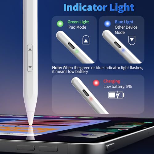 Universal Stylus Pen for iPhone Apple ipad Touchscreen Pencil | 2x Fast Charge,Compatible with iphone Stylus ipad Pro Air Mini, iwatch, Tablet, Nintendo Switch,Android Touch Screens,White - color: White