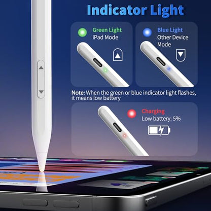 Universal Stylus Pen for iPhone Apple ipad Touchscreen Pencil | 2x Fast Charge,Compatible with iphone Stylus ipad Pro Air Mini, iwatch, Tablet, Nintendo Switch,Android Touch Screens,White - color: White