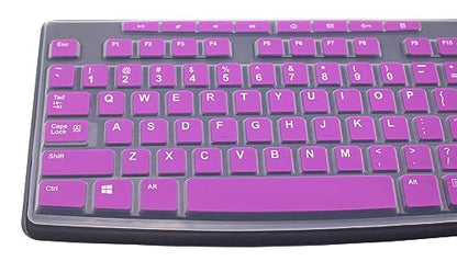 Ultra Thin Desktop PC Silicone Keyboard Cover Skin Protector Compatible for Logitech MK295 MK275 MK270 Wireless Keyboard, Logitech K200 K260 K270 MK200 MK260 Keyboard - Purple - color: Purple