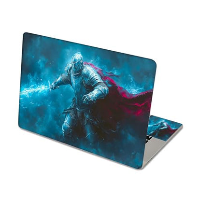 Aesthetic Laptop Skin Sticker, Knight with Red Cape and Frost Sword Waterproof Vinyl Laptop Decal, Removable Bubble Free, Reusable Protective Cover for 13 14 15 15.6 Inch - color: Knight with Red Cape and Frost Sword