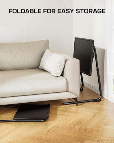 LORYERGO TV Tray - TV Table for Eating, Folding Table Trays with 6 Height & 3 Tilt Angle, TV Tray Table with Cup Holder, Dinner Tray for Eating or Working on Couch, Bed, Living Room, Home & Office - size: 1pcs