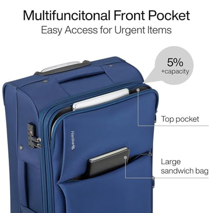 Hanke 3 Piece Luggage Sets Softside Expandable Carry On Luggage Set Travel Suitcase Sets with Spinner Wheels TSA Approved Luggage(Blue, 20in/24in/28in) - color: Blue, size: 3 Pc Set(20/24/28)