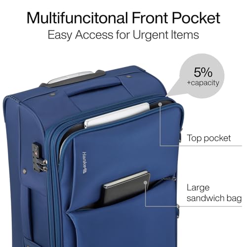 Hanke 28 Inch Luggage Softside Expandable Suitcases with Spinner Wheels, Travel Checked Luggage for Women Men(Blue) - color: Blue, size: 28 Inch Checked in