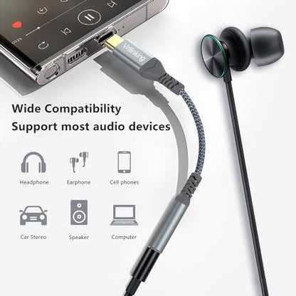 USB Type c to 3.5mm Headphone Jack Adapter,USB c Audio Compatible with iPhone 15/15 Pro/15 Plus/15 Pro Max,iPad Pro,MacBook, Samsung Galaxy S23 S22 S21 (1#)