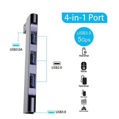 USB Hub for Laptop, USB 3.0 Hub 4-Port, 5Gbps USB Splitter for Laptop, Windows, MacBook, PC, Flash Drives, HDD, Printer, Keyboard, Mouse (Right-Side USB Hub) - color: Grey right model