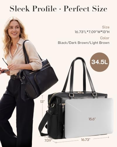 Missnine Teacher Nurse Work Bag Women 15.6" Laptop Tote Briefcase Purse - color: Light Brown
