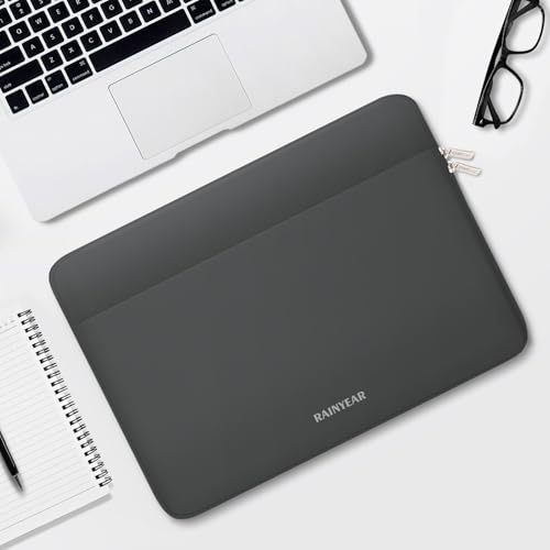 RAINYEAR Laptop Sleeve Case 13.3 Inch, Protective Portable Case with Front Pocket, Briefcase Handbag Laptop Bag Compatible with 13.3-14 Inch Laptop PC, 14 Inch MacBook Pro M5 M4 M3 M2 M1, Gray - color: Gray, size: 13.3-14 inch