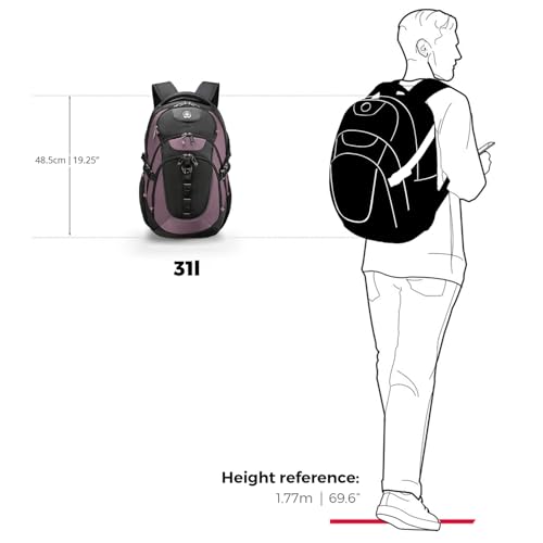 Swissdigital Design Laptop Backpack with USB Charging Port, Travel Backpack Fits 15.6 inches Computer, 31L College School Backpack for Women, Light Purple/Black | SD803-85 - color: Light Purple/Black
