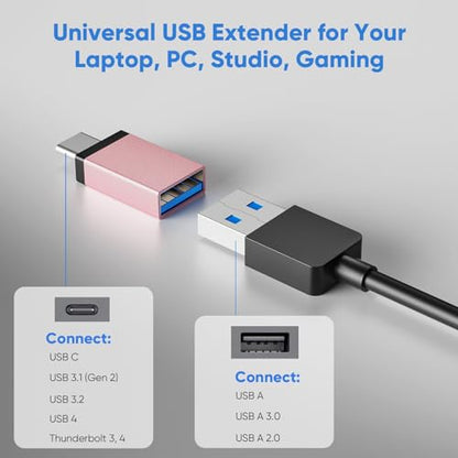 USB to USB C Adapter, YaimhSound Multi USB Port for Laptop, Pink USB Hub 3.0 for PC, MacBook, Mac Pro, Surface, Flash Drive, SSD, Keyboard, Mouse, Camera, Gaming - size: Pink A+C to 4 USB