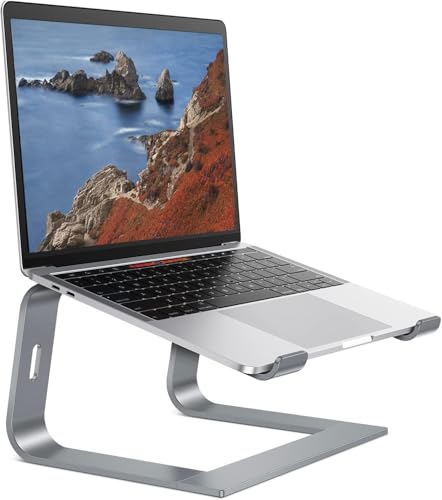 OMOTON Laptop Stand, Detachable Mount for MacBook Air/Pro Dell HP Grey | 11-17" Laptop Holder for Desk, Notebook Computer Mount, Lightweight Cooling for Desk, Ergonomic Home Office - color: Grey