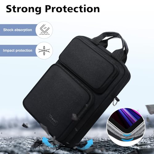 MoKo 13.3-14 inch Laptop Sleeve Sholder Bag Carry Case with Multi-Pockets | Fits Mac NEO/Air 13-inch M5, Mac Pro 14-inch M5/M4/M3/M2/M1 and MacAir 13-inch M4/M3/M2/M1, Black - color: Black, size: 13.3-14 Inch