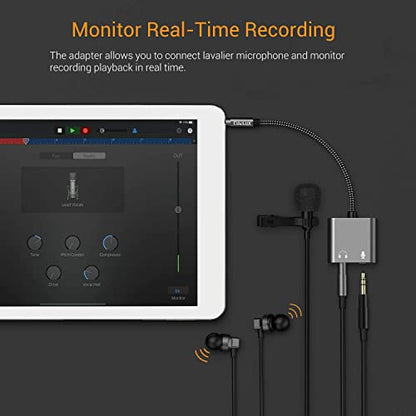 3.5mm TRS Audio Microphone to TRRS Male Adapter, 1/8” Headphone MIC Splitter Compatible with MacBook iPad Switch PS4 PS5 Xbox One/360 Smartphone Tablet Computer Laptop - color: Grey, size: 3.5mm, HP+MIC