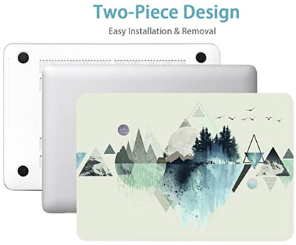 LanBaiLan Case Compatible for MacBook Air 13.6 inch M5 M4 M3 M2 Chip 2022 2023 2024 2025 2026 Release with Touch ID Model A3449 A3240 A3113 A2681, Plastic Hard Shell Case & Keyboard Cover, Mountain - color: Mountain Pattern