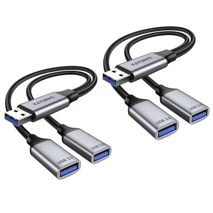 2 Pack USB 1 to 2 Splitter, USB 3.0 A Male to 2 USB Female Jack Y Splitter Hub Power Cord Adapter Cable Cord for Charging, Data Transfer, Laptop, Mac. - size: 2 Pack