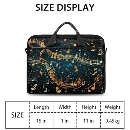 Laptop Shoulder Bag for Women Men, Waterproof Computer Case Messenger Bag Briefcase for Business Office Travel - color: Musical Notes Abstract