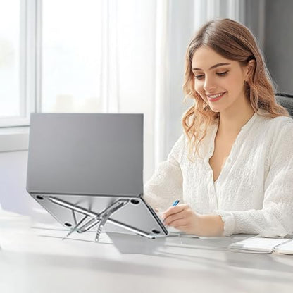 Foldable Laptop Stand, Ergonomic Aluminum Desktop Holder Riser,6 Angles Adjustable,Lightweight Compact, Compatible with 10-17.3'' MacBook,iPad,Dell,HP,Lenovo,Asus,Samsung etc. (Grey)