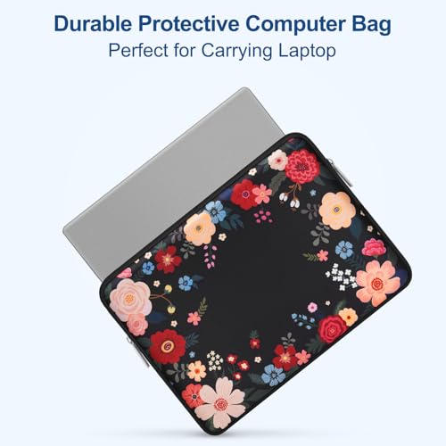 MOSISO Laptop Case 13.3 inch, 13-13.3 inch Laptop Sleeve Compatible with MacBook Neo/Air 13.6/Pro 13/Pro 14, HP Dell ASUS Lenovo, Neoprene Computer Sleeve Bag with Small Case, Ink Dyed Flowers