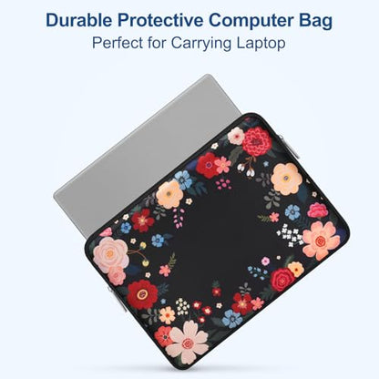 MOSISO Laptop Case 13.3 inch, 13-13.3 inch Laptop Sleeve Compatible with MacBook Neo/Air 13.6/Pro 13/Pro 14, HP Dell ASUS Lenovo, Neoprene Computer Sleeve Bag with Small Case, Ink Dyed Flowers