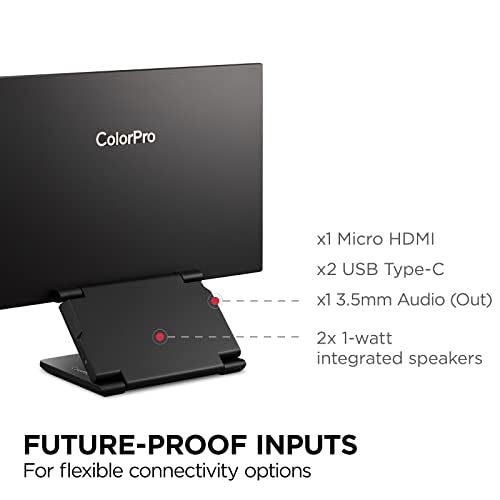 ViewSonic VP16-OLED 15.6 Inch 1080p ColorPro Monitor, OLED Display with Pantone Validated Color Accuracy for Immersive Second Screen Productivity, Advanced Ergonomics, 40W USB-C, and mini HDMI Inputs - style: 15.6-Inch OLED