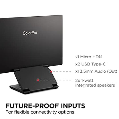 ViewSonic VP16-OLED 15.6 Inch 1080p ColorPro Monitor, OLED Display with Pantone Validated Color Accuracy for Immersive Second Screen Productivity, Advanced Ergonomics, 40W USB-C, and mini HDMI Inputs - style: 15.6-Inch OLED