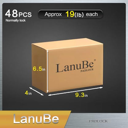 LanuBe Laminated Keyed Alike Padlock 48 Pack 1.6-in Wide Standard Shackle | Brass cylinder with keyed alike design.One key opens all locks. Blue，Standard shackle for gates, sheds,hasps ，toolboxes - size: 48 Pack Blue