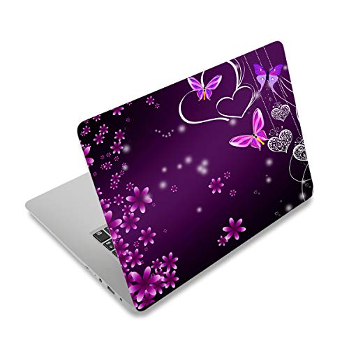 Laptop Skin Sticker Decal, 12" 13" 13.3" 14" 15" 15.4" 15.6 inch Laptop Universal Netbook PC Notebook Vinyl Reusable Skin Sticker Cover Art Case Protector Personalized, Purple Heart Butterfly - color: Purple Heart butterfly