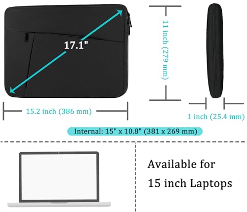 Laptop Sleeve 15 inch, Shockproof Protective Computer Bag with Front Pocket | Laptop Sleeve with Front Pocket, Durable Briefcase Handbags Computer Bag for 15.6 inch HP, Dell, Acer, Asus, Notebook - color: Black, size: 15 inch