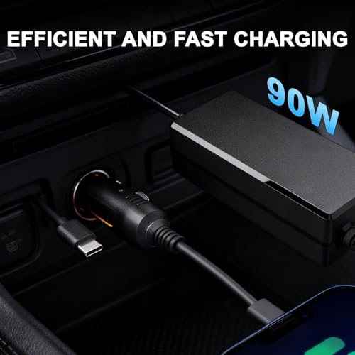 90W Faster Charger USB-C Laptop Car Charger for ASUS Chromebook CX1 Flip, MacBook Pro Air, Lenovo Chromebook Flex 3 5 Yoga IdeaPad 3 11, Acer Chromebook Spin (Black)