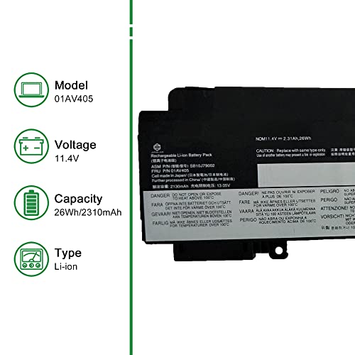 01AV405 Laptop Battery Replacement for Lenovo ThinkPad T460s T470s Series SB10J79002 01AV406 00HW038 00HW025 00HW024 01AV462 01AV407 01AV408 L16M3P73 SB10K97605 SB10J79003 11.4V 26Wh