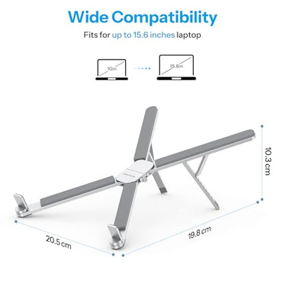 OMOTON LA15 Foldable & Portable Laptop Stand for Desk, [360° Support Feet+Lightweight] Tablet Stand for Desk and Travel, 6 Level Height Ergonomic Aluminum Computer Holder for 10-16" Laptops