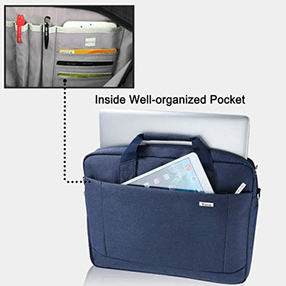 Voova 15.6-15 Inch Laptop Bag, Computer Bag, MacBook Bag, Blue | Expandable splash-proof laptop messenger bag with removable strap; fits notebooks, MacBook, HP, Dell, Lenovo and Asus - color: Blue, size: 14-15.6 Inch