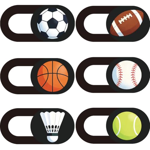 6Pcs 6 Styles Sports Ball Laptop Camera Cover Privacy Guard Accessories, 0.03 Inch Ultra Thin Webcam Cover Slide Protector Blocker for Desktop Computers Tablet Notebook Mini PC Office Use - color: Sports Ball
