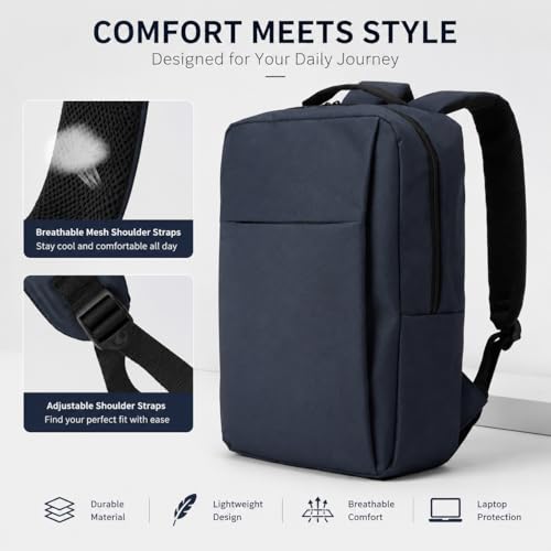 Laptop Backpack for Women & Men, 15.6" Laptop and Tablet Bag with Computer Compartment – Lightweight, Durable Travel & Work Backpacks, Blue - color: Backpack 01 Blue