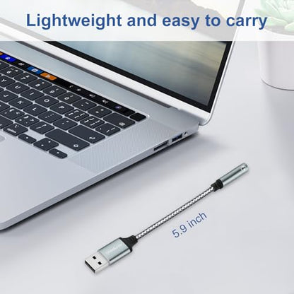 (2-Pack) QimKero External Stereo Sound Card, USB-A to 3.5mm TRRS 4-Pole Female, USB to 3.5mm AUX Stereo Audio Cable for PC Windows, Laptop, Mac, Desktops, Linux, PS4 Plug and Play No Drivers Needed