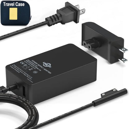 65W Surface Pro Laptop Charger for Microsoft Surface Pro 12 11 10 9 8 7+ X | 7 6 5 4 3, Windows Surface Laptop 7 6 5 Studio 4 Go 3 2, Surface Go Tablet, Surface Book 2 1, Support 44W, 10FT, Travel Case