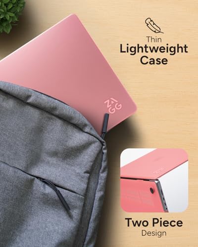ZAGG MacBook Protection MacBook Air 13" M5/M4/M3/M2 Case – Premium Two-Piece Hard-Shell Snap-on Cover with Rubberized Non-Slip Grips, Durable, Lightweight, Scratch-Resistant, Frosted Finish, Pink - color: Pink, size: MacBook Air 13" M3/M2