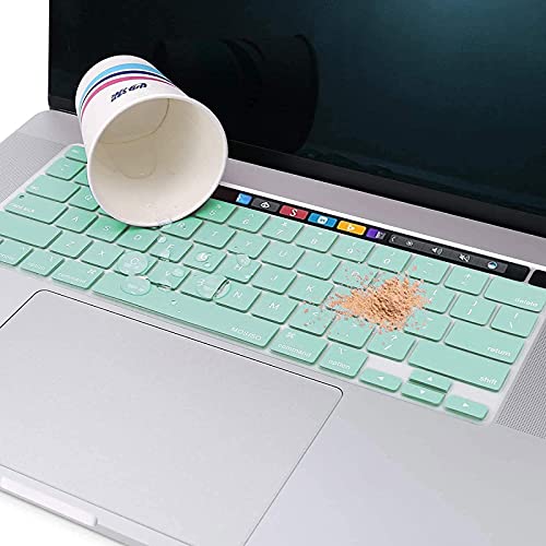 MOSISO Keyboard Cover Compatible with MacBook Pro 13 inch M2 2023, 2022, 2021 2020 M1 A2338 A2289 A2251&Compatible with MacBook Pro 16 2020 2019 A2141 Touch ID,Protective Silicone Skin, Mint Green - color: Mint Green