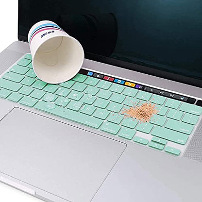 MOSISO Keyboard Cover Compatible with MacBook Pro 13 inch M2 2023, 2022, 2021 2020 M1 A2338 A2289 A2251&Compatible with MacBook Pro 16 2020 2019 A2141 Touch ID,Protective Silicone Skin, Mint Green - color: Mint Green