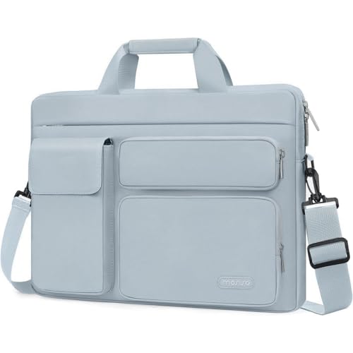 MOSISO Laptop Shoulder Bag 16 inch, 15-15.6 inch Computer Bag | Compatible with MacBook Pro 16 inch, HP, Dell, Lenovo with 2 Raised&1 Flapover&1 Horizontal Pocket&Handle&Belt, Baby Blue - color: Baby Blue, size: 16 inch