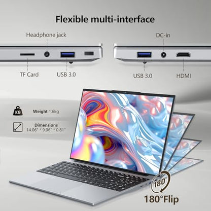 2026 Laptop, 15.6 inch Laptop Computer Celeron N5100 Up to 2.8GHz, Lap Top PC with 16GB RAM 512GB SSD, Backlit KB, Fingerprint, FHD 1080P, 180° Open, Mini HDMI, Win 11 Pro, Laptops for Study Work
