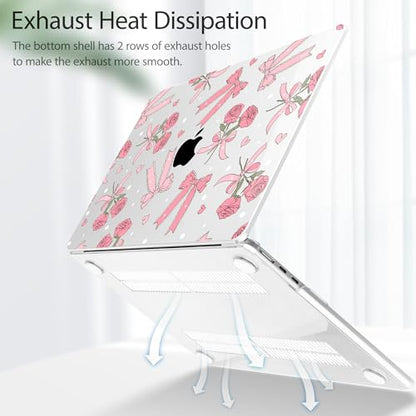 Tuiklol for 2026 2025 2024 2023 MacBook Air 15 inch Case Model M5 A3448 M4 A3241 M3 A3114 M2 A2941 Hard Shell Case for MacBook 15.3'' Cover, Bow & Rose - color: Bow & Rose