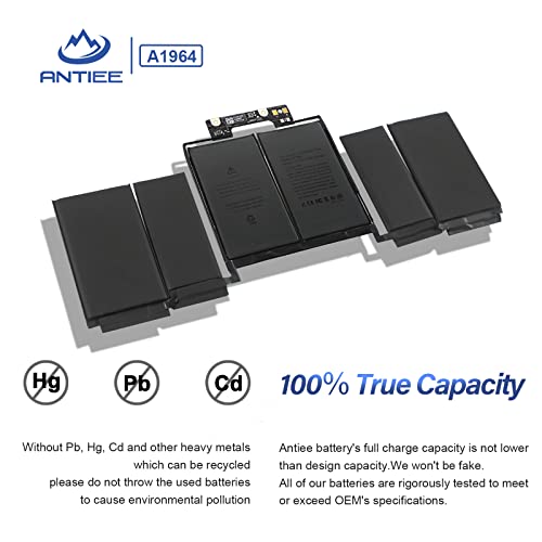 ANTIEE A1989 A1964 Laptop Battery for MacBook Pro 13 Inch A1989 (Mid 2018 2019) A2251(2020 Release) EMC 3214 3358 3348 MR9Q2LL/A MR9R2LL/A MR9T2LL/A MR9U2LL/A MR9V2LL/A MV962LL/A MV9A2LL/A - size: 10*4.5*0.32inch A1964