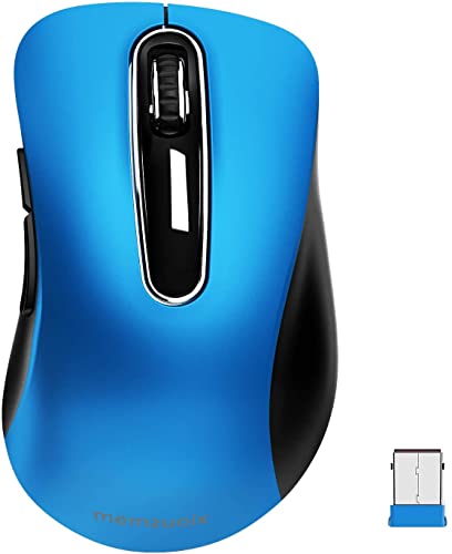 memzuoix 2.4G Portable Wireless Mouse, 1400 DPI Mobile Optical Cordless Mice with USB Receiver for Computer, Laptop, PC, Desktop, MacBook, 5 Buttons, Blue - color: Blue