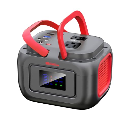 Portable Power Station 120W, Outdoor Power Bank Generator with AC Outlet, External Battery Power Pack with USB C Input for Camping Home Use VanLife Adventures - color: Grey Red