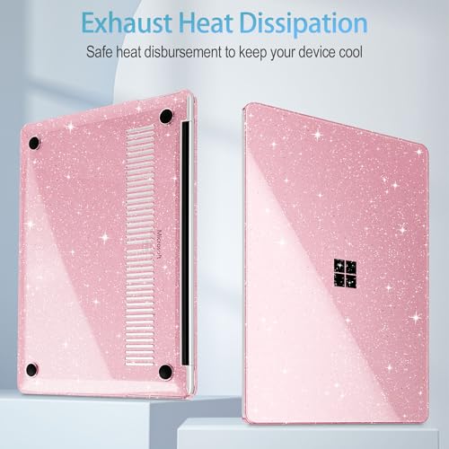 Mektron Glitter Case for 13.8" Microsoft Surface Laptop 8 2026 Fits Surface Laptop 13.8 Inch 7 2024 Cover (Model: 2036),Keyboard Cover +Screen Protector +Dust Plugs, Sparkly Pink - color: Sparkly Pink