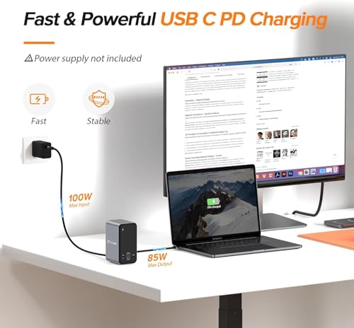 TobenONE 15-in-2 MacBook Pro Docking Station, Dual 4K Monitor, Plug & Play | 2 HDMI, VGA, PD 3.0, 7 USB, Ethernet, 3.5mm Audio, MacBook Compatible, Compact, for Home Office & Professional Productivity