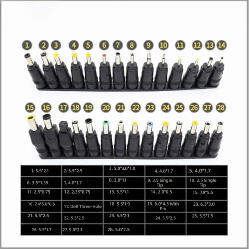 28Pcs DC Power Adapter Tips 5.5x2.1mm - Universal Charging Conversion Head Replacement Power Connector for Laptop