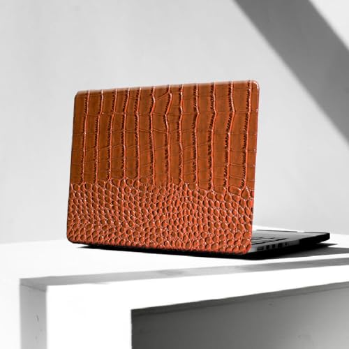 Crocodile Case for MacBook Air 13 inch 2026 M5, 2022-2025 M4/M3/M2 | Model A3449 A3240 A3113 A2681, Texture Crocodile Aligator Skin Snakeskin PU Leather Hardshell Case & Keyboard Cover, Brown - color: # Shiny Brown Crocodile